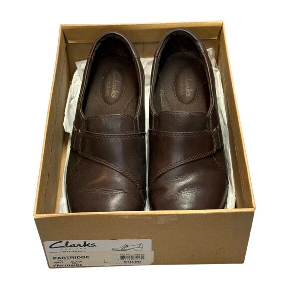 Clarks Women's US 7.5M Clog Brown Leather Casual Slip-On Block Heel Shoes 62729 - Picture 5 of 10